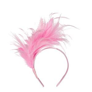 9468 Feather Fascinator Pink Headband 1920s Party Sallon Flapper